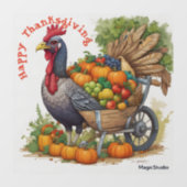 AI Turkije & Wheelbarrow Thanksgiving Window Decal (Vel)