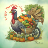 AI Turkije & Wheelbarrow Thanksgiving Window Decal (Vel 3)