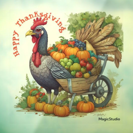 AI Turkije & Wheelbarrow Thanksgiving Window Decal (Vel 3)