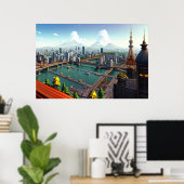 Ai uitzicht hoe Tokio eruit ziet | AI Art Poster (Thuiskantoor)