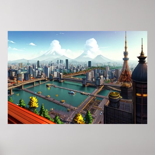 Ai uitzicht hoe Tokio eruit ziet | AI Art Poster (Voorkant)