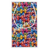 AI Vieren Multi-Coloured Bow Pattern Gift Bag Klein Cadeauzakje (Achterkant)