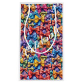 AI Vieren Multi-Coloured Bow Pattern Gift Bag Klein Cadeauzakje (Voorkant)
