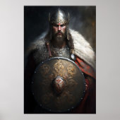 AI Viking krijger met schild Poster (Voorkant)