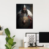 AI Viking krijger met schild Poster (Thuiskantoor)