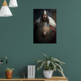 AI Viking Warrior Holding Shield Poster