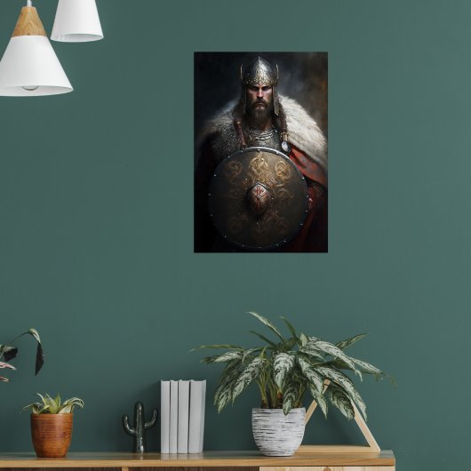 AI Viking Warrior Holding Shield Poster (Woonkamer 1)