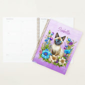 Ai Waterverf Siamese kat in bloemen gepersonalisee Planner (Display)