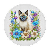 Ai Waterverf Siamese kat in bloemen Snijplank (Voorkant)