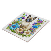 Ai Waterverf Siamese kat in bloemen Tegeltje (Zijkant)