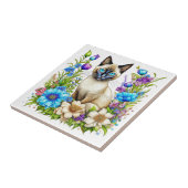 Ai Waterverf Siamese kat in bloemen Tegeltje (Zijkant)