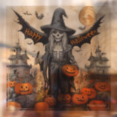 AI Winged Skeleton Halloween Window Cling Decal (Vel 2)