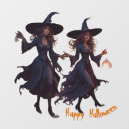 AI Witches Happy Halloween Window Cling Decal