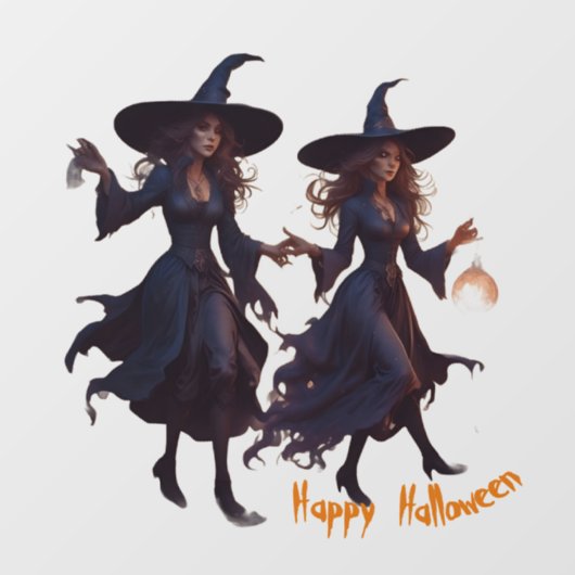 AI Witches Happy Halloween Window Cling Decal (Vel)