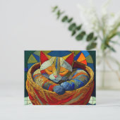 AI Yarn Cat Briefkaart (Staand voorkant)