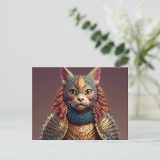 AI Yarn Cat Briefkaart (Staand voorkant)