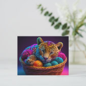 AI Yarn Jaguar Briefkaart (Staand voorkant)