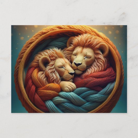 AI Yarn Lions Briefkaart (Voorkant)