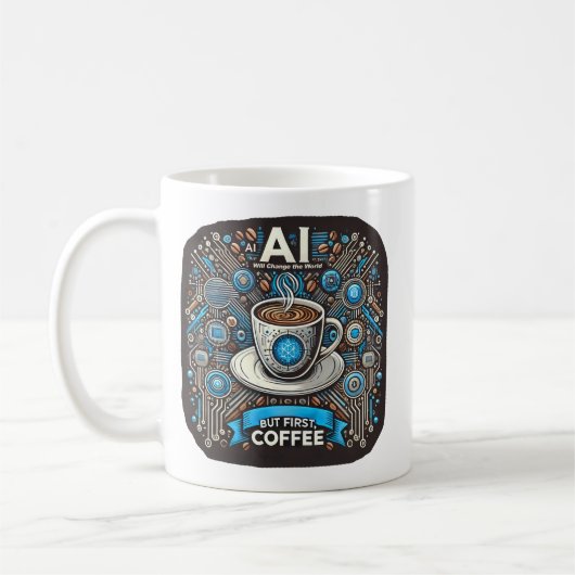 AI zal de wereld veranderen. Maar eerst koffie Koffiemok (Links)