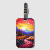 AI zonsondergang Bagagelabel (Voorkant (verticaal))