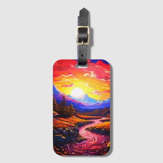 AI zonsondergang Bagagelabel (Voorkant (verticaal))