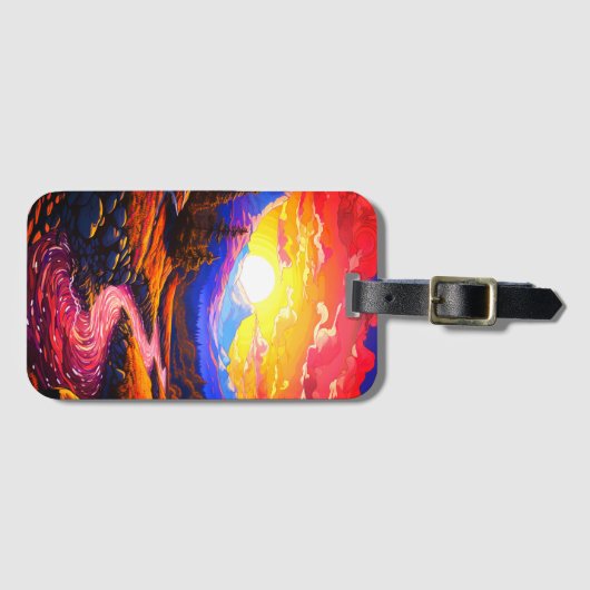 AI zonsondergang Bagagelabel (Voorkant (horizontaal))