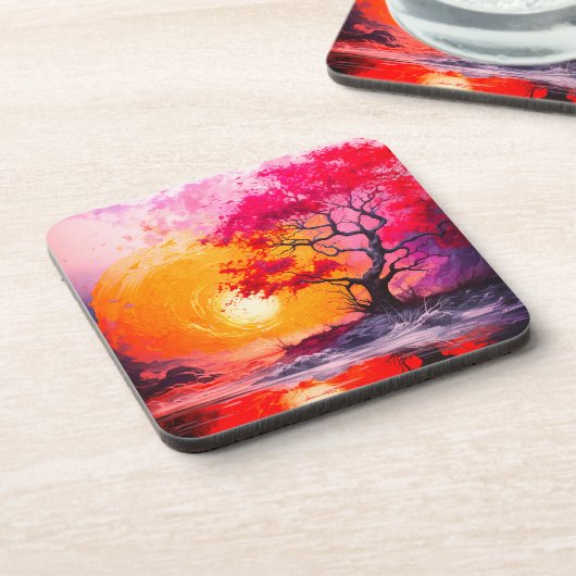 AI zonsondergang Bier Onderzetter (Linkerzijde)