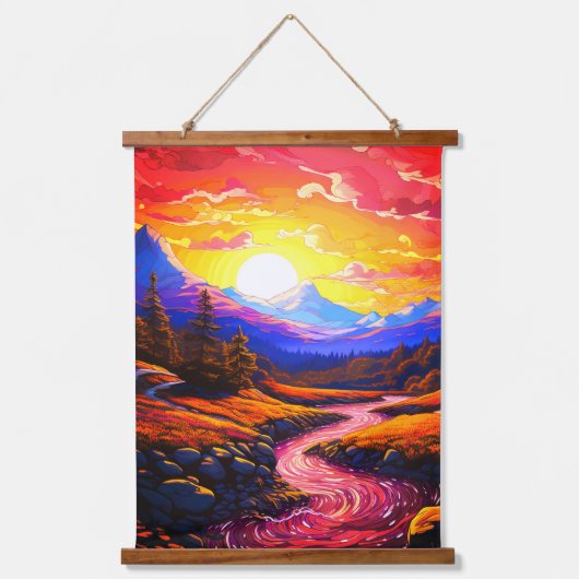 AI zonsondergang Hangend Wandkleed (Voorkant)