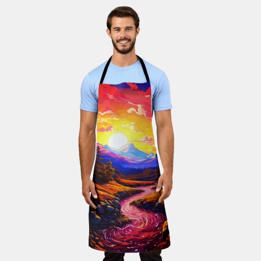 AI zonsondergang Schort (Gedragen)