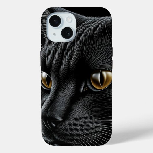 AI Zwarte Kat met Gele Ogen Case-Mate iPhone Case (Achterkant)