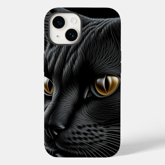 AI Zwarte Kat met Gele Ogen Case-Mate iPhone Case (Achterkant)
