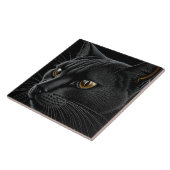 AI Zwarte Kat met Gele Ogen Tegeltje (Zijkant)