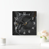 AI Zwarte Kat met Gele Ogen Vierkante Klok (Huis)