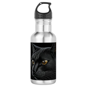 AI Zwarte Kat met Gele Ogen Waterfles