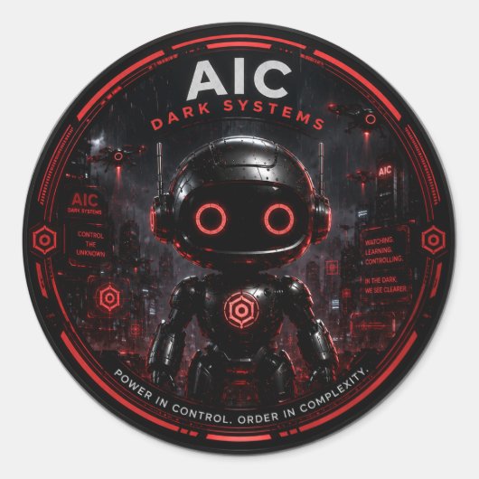 AIC Dark Systems Cyberpunk AI Robot Sticker (Voorkant)