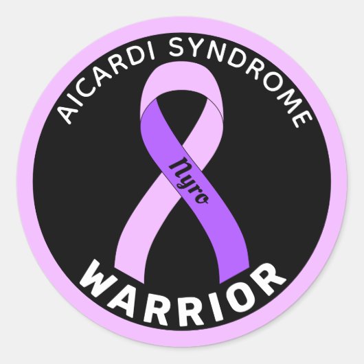Aicardi Syndrome Warrior Ribbon Black Ronde Sticker (Voorkant)