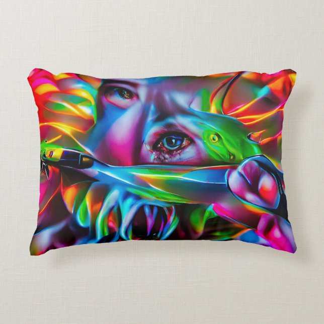 Aichmofobie: levendige surrealistische kunst accent kussen (Voorkant)