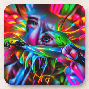 Aichmofobie: levendige surrealistische kunst bier onderzetter