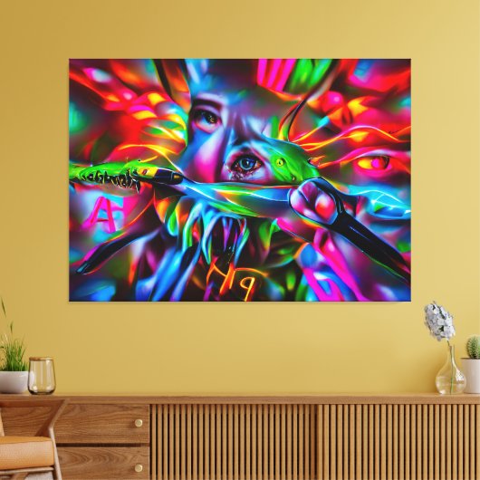 Aichmofobie: levendige surrealistische kunst canvas afdruk (Insitu (Woonkamer))