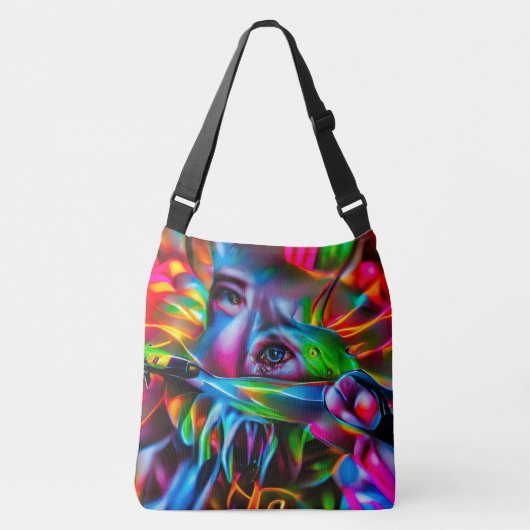 Aichmofobie: levendige surrealistische kunst crossbody tas (Voorkant)