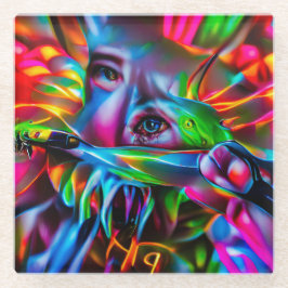 Aichmofobie: levendige surrealistische kunst glazen onderzetter