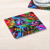 Aichmofobie: levendige surrealistische kunst kartonnen onderzetters (Schuin)