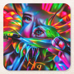 Aichmofobie: levendige surrealistische kunst kartonnen onderzetters