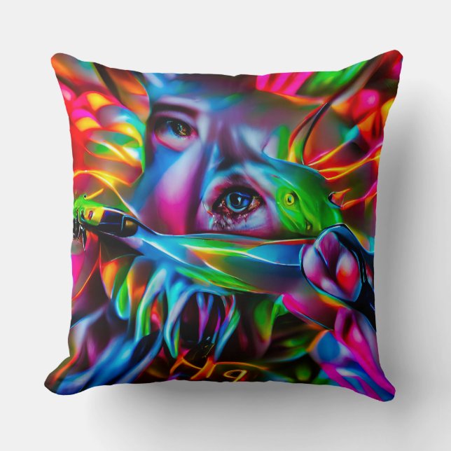 Aichmofobie: levendige surrealistische kunst kussen (Voorkant)