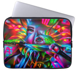 Aichmofobie: levendige surrealistische kunst laptop sleeve