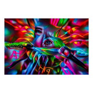 Aichmofobie: levendige surrealistische kunst perfect poster