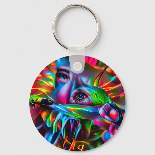 Aichmofobie: levendige surrealistische kunst sleutelhanger (Voorkant)