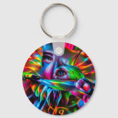 Aichmofobie: levendige surrealistische kunst sleutelhanger (Achterkant)