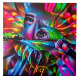 Aichmofobie: levendige surrealistische kunst tegeltje