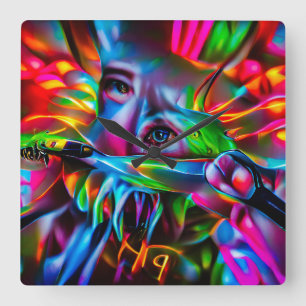 Aichmofobie: levendige surrealistische kunst vierkante klok